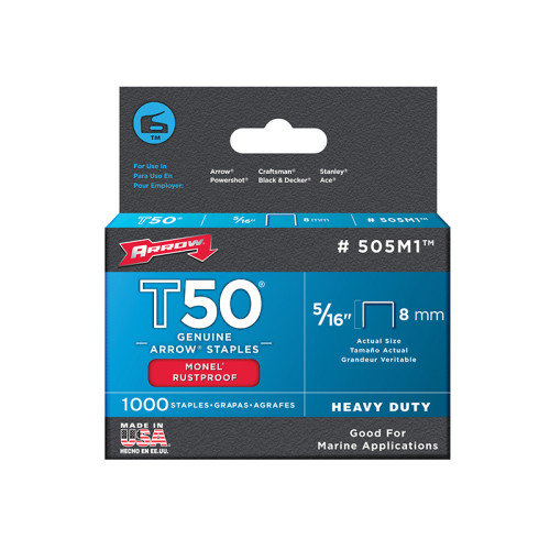 T50M 505m Monel Staples 8mm ( 5/16in) (Box 1000)