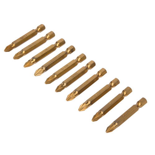 Titanium Coated Screwdriver Bits PZ2 x 50mm (Pack 10)