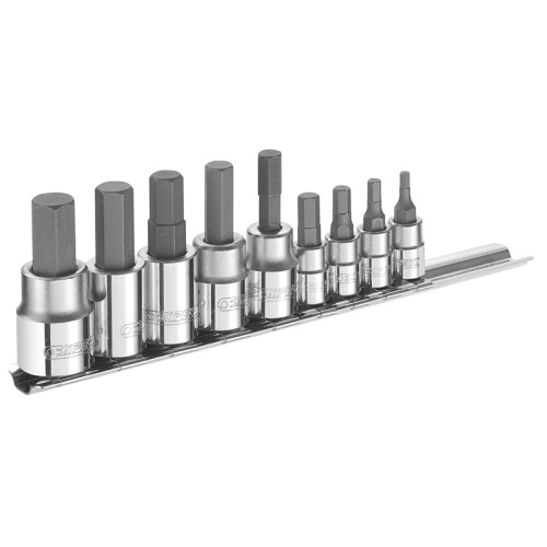 1/4 & 3/8in Drive Hex Bit Socket Set, 9 Piece