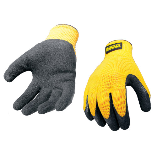 Yellow Knit Back Latex Gloves - Large