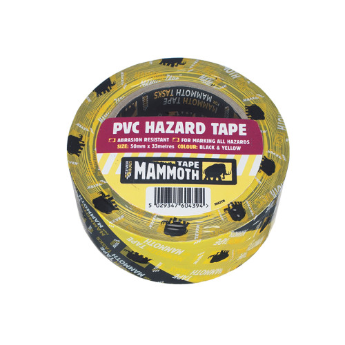 PVC Hazard Tape Black / Yellow 50mm x 33m