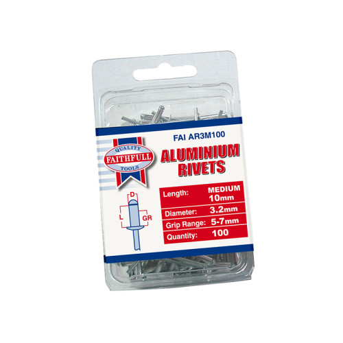 Aluminium Rivets 3.2 x 6mm Short Pre-Pack of 100