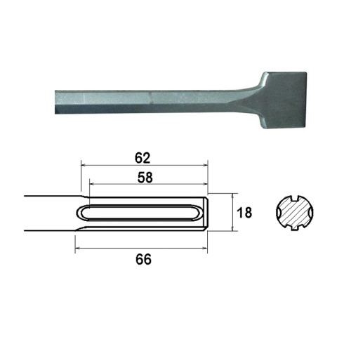 SDS Max Straight Scaling Chisel 75 x 300mm