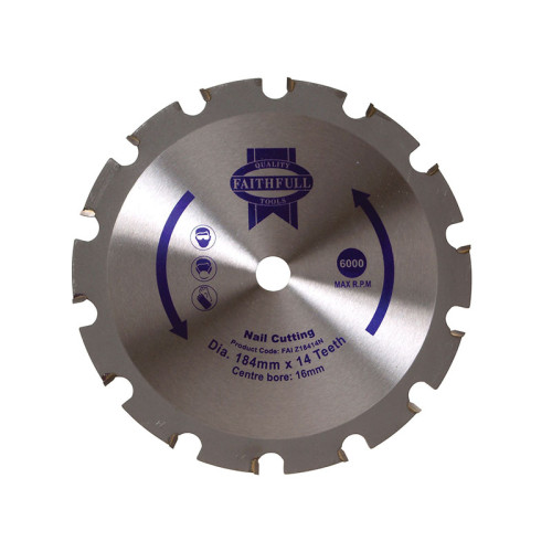 TCT Circular Saw Blade Nail Cutting 184 x 16mm x 14T NEG