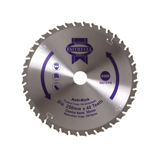 Circular Saw Blade Anti Kick 250 x 30mm x 40T