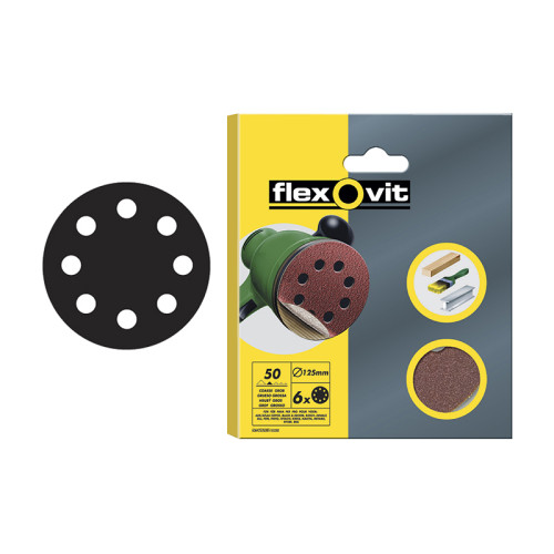 Hook & Loop Sanding Disc 125mm Extra Fine 180G (Pack 6)