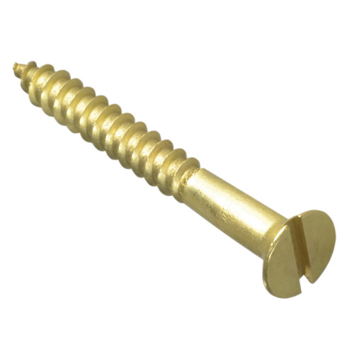 Wood Screw Slotted CSK Solid Brass 2in x 10 Box 200