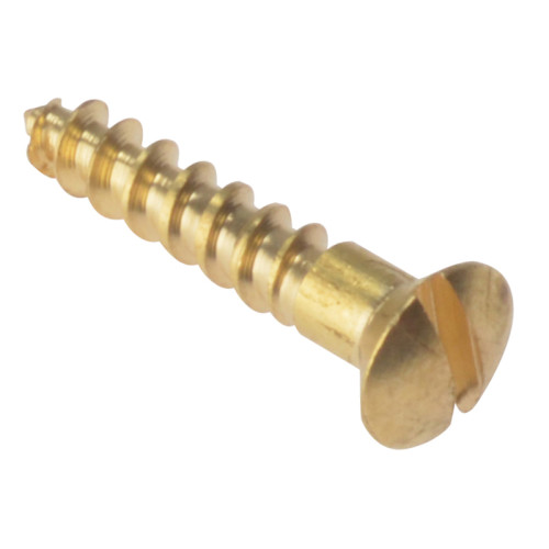 Wood Screw Slotted Raised Head ST Solid Brass 1.1/2in x 8 Box 200