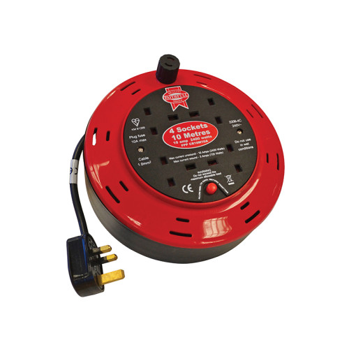 Cable Reel 240V 10A 4-Socket 10m