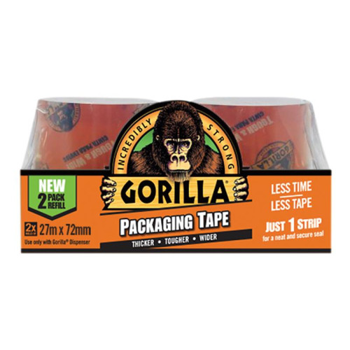 Gorilla Packaging Tape Refill 72mm x 27m  (Pack 2)