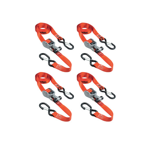 Ratchet Tie-Down S-Hooks 4.25m Red 4 Piece