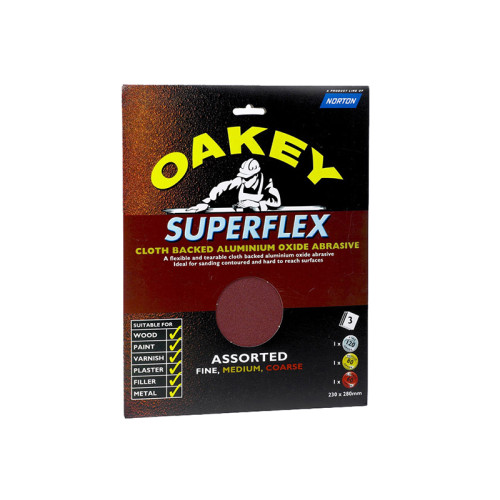 Superflex Cloth Backed Aluminium Oxide Sheets 230 x 280mm Assorted (3)