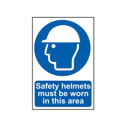 Safety Helmets Must Be Worn in This Area - PVC Sign 200 x 300mm