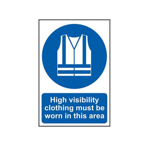 High Visibility Jackets Must Be Worn In This Area - PVC Sign 200 x 300mm