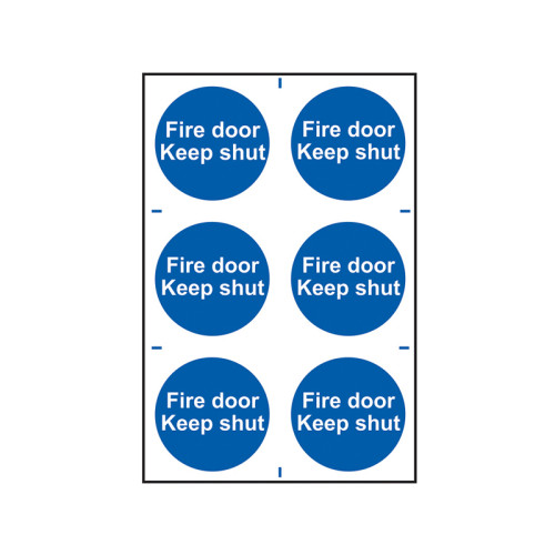 Fire Door Keep Shut - 6 PVC Signs 100 x 100mm