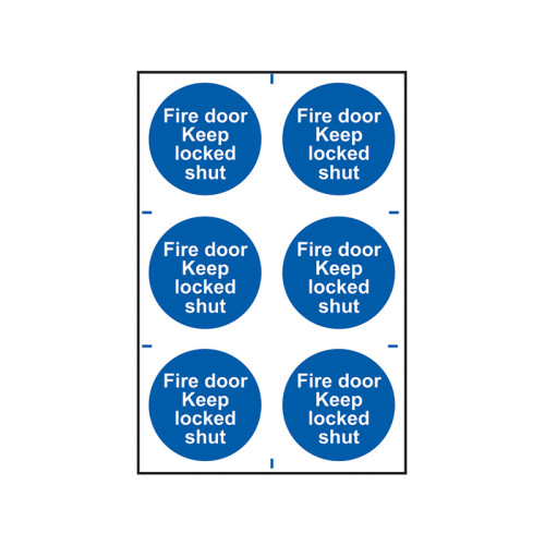 Fire Door Keep Locked Shut - 6 PVC Signs 100 x 100mm