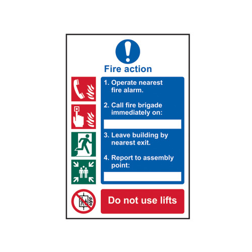 Fire Action Procedure, Style 1 - PVC Sign 200 x 300mm