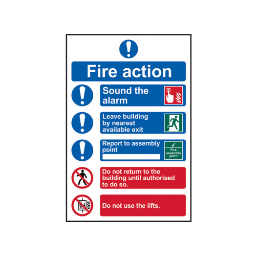 Fire Action Procedure, Style 2 - PVC Sign 200 x 300mm