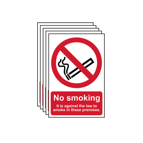 No Smoking In These Premises - PVC Sign 200 x 300mm (5 Pack)