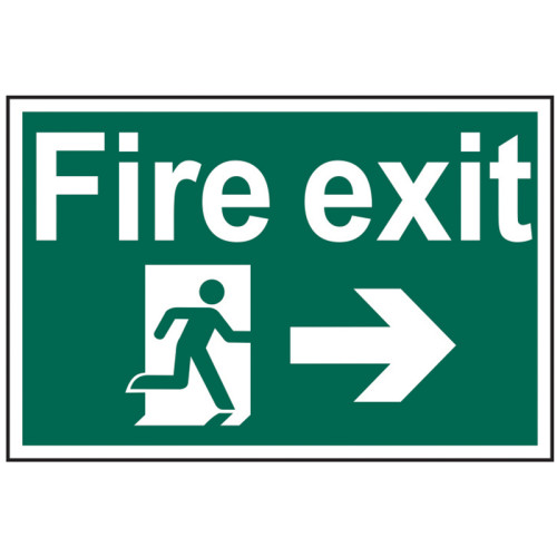 Fire Exit Running Man Arrow Right - PVC Sign 300 x 200mm