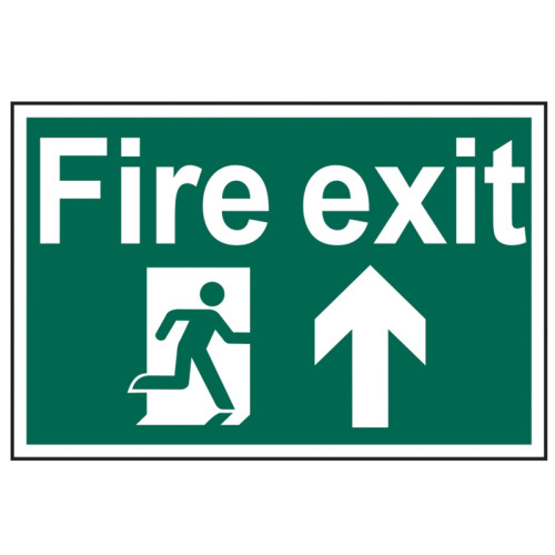 Fire Exit Running Man Arrow Up - PVC Sign 300 x 200mm