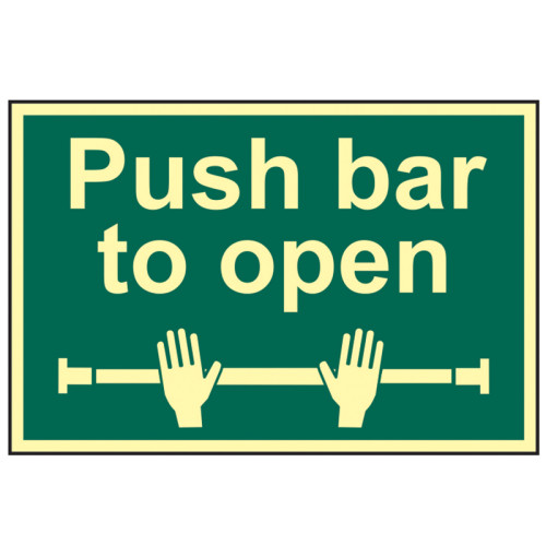 Push Bar To Open - Photoluminescent 300 x 200mm