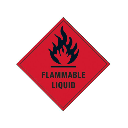 Flammable Liquid - Self Adhesive Vinyl Sign 100 x 100mm