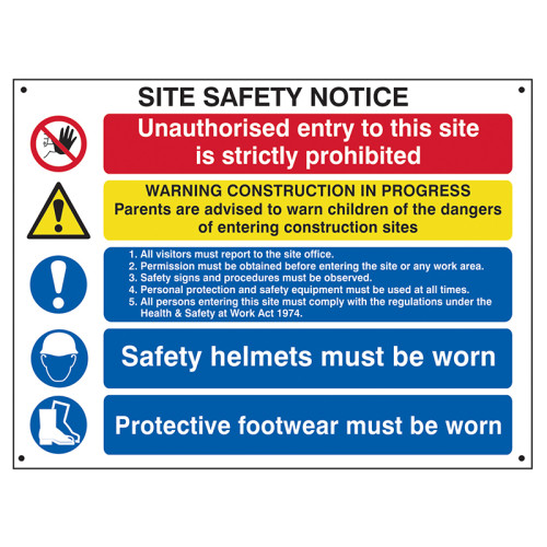 Composite Site Safety Notice - FMX Sign 800 x 600mm