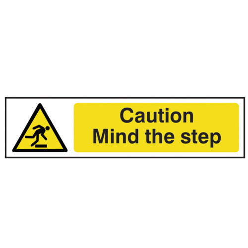 Caution Mind The Step - PVC Sign 200 x 50mm