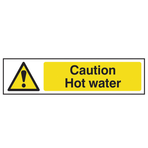 Caution Hot Water - PVC Sign 200 x 50mm