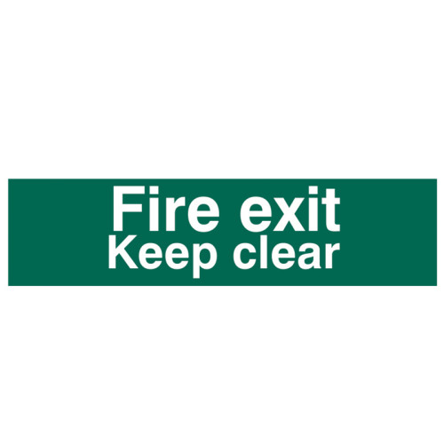 Fire Exit Keep Clear Text Only - PVC Sign 200 x 50mm