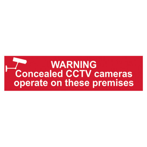 Warning Concealed CCTV Camera - PVC Sign 200 x 50mm