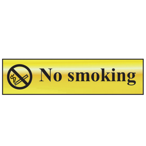 No Smoking - Polished Brass Effect 200 x 50mm