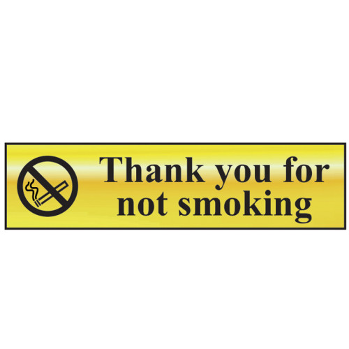 Thank You For Not Smoking - Polished Brass Effect 200 x 50mm