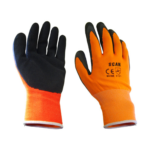 Hi-Vis Orange Foam Latex Coated Gloves - XL (Size 10)