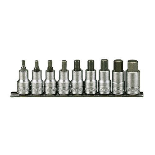 1/2in Drive M1212 Hex Socket Clip Rail Set, 9 Piece