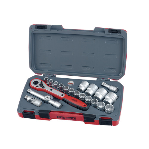 T1221 Socket Set of 21 Metric 1/2in Drive