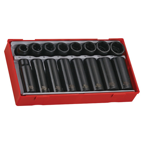 TT9116 Regular/Deep Impact Socket Set, 16 Piece-  1/2in Drive