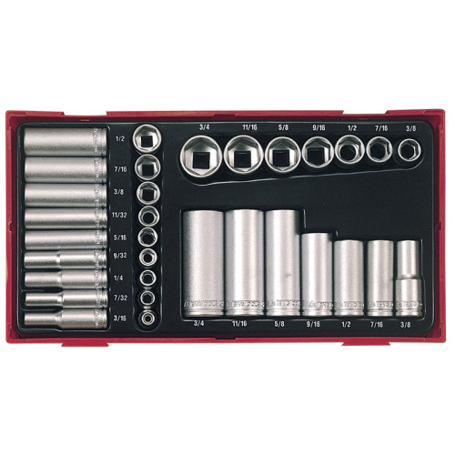 TTAF32 Regular/Deep Socket Set, 32 Piece - 1/4 & 3/8in Drive