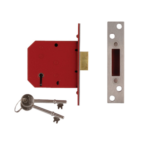 2101 5 Lever Mortice Deadlock Satin Brass Finish 77.5mm 3in Box