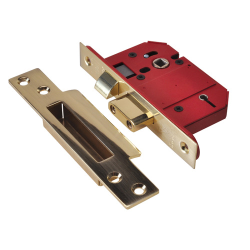 StrongBOLT 2200S BS 5 Lever Mortice Sashlock Satin Brass 68mm Visi