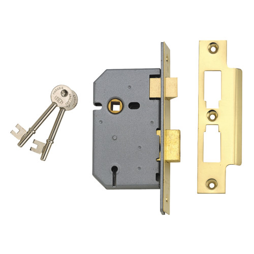 2277 3 Lever Mortice Sashlock Polished Brass 65mm 2.5in Visi