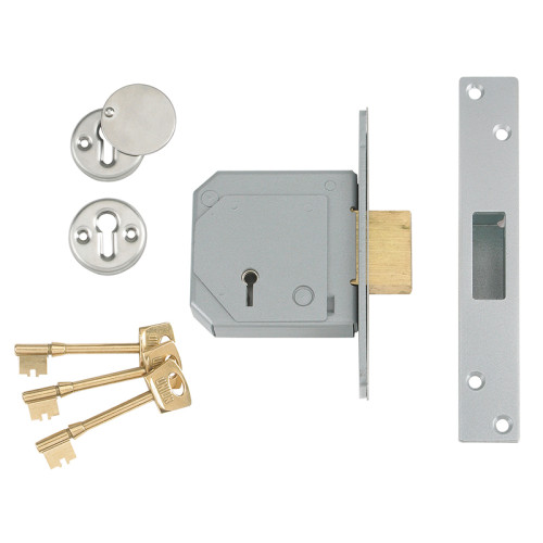 3G114E 5 Lever Mortice Deadlock C-Series 67mm 2.5in Satin Chrome