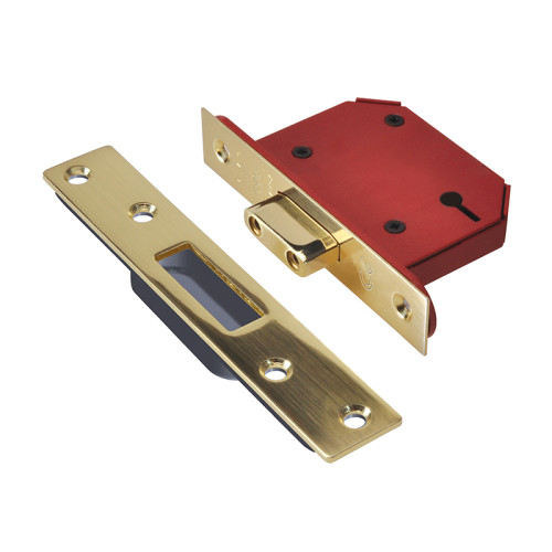 StrongBOLT 2103S 3 Lever Mortice Deadlock Polished Brass 81mm 3in Visi