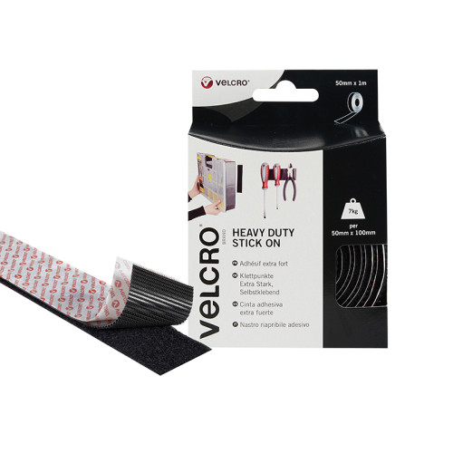 VELCRO® Brand Heavy-Duty Stick On Tape 50mm x 1m White