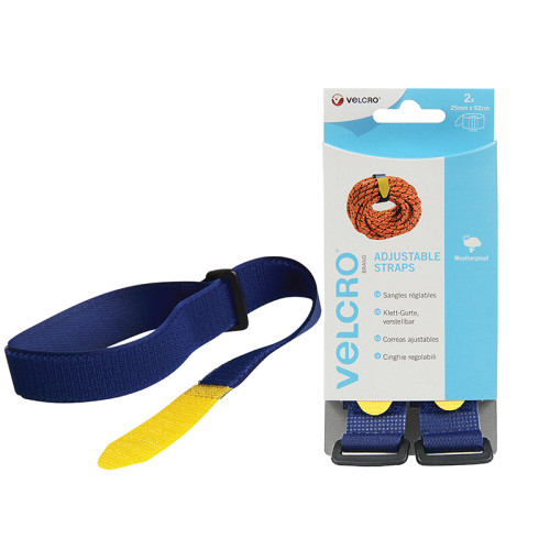 VELCRO® Brand Adjustable Straps (2) 25mm x 46cm Blue