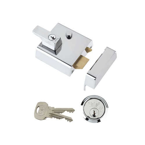 P2 Double Security Nightlatch 40mm Backset Chrome Finish Visi