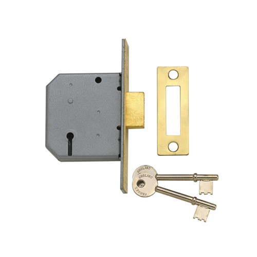 PM322 3 Lever Mortice Deadlock Polished Brass 79mm 3in