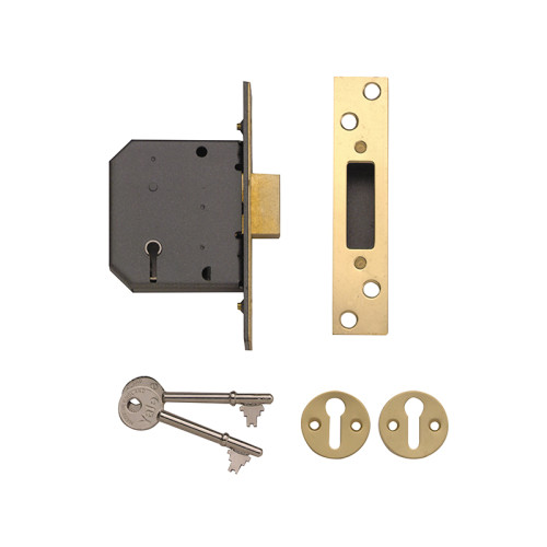 PM552 5 Lever Mortice Deadlock 80mm 3in Polished Brass